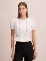 Delta Lace Pintuck Blouse Porcelain Forever New