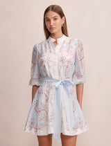 Adi Print Mini Dress Iced Scroll Floral Forever New
