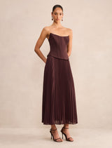 August Pleated Corset Midi Dress Forever New