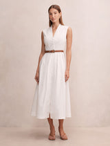 Kelly Button Down Midi Dress Porcelain Forever New