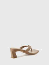 Zara Hammered Trim Detail Thong Heeled Sandal Forever New