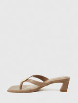 Zara Hammered Trim Detail Thong Heeled Sandal Forever New