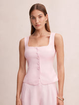 Romy Button Top Pink Whisper Set Forever New