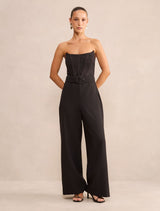 Ivy Petite Strapless Lace Jumpsuit Black Forever New