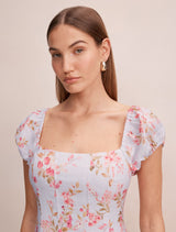 Sadie Cap Sleeve Linen Midi Dress
