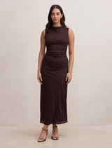 Allegra Spot Mesh Midi Dress Spot Forever New