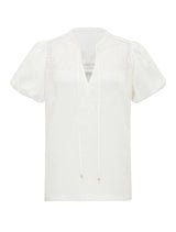 Aida Chevron Linen Top Forever New