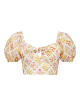 Ava Tie Front Puff Sleeve Crop Top Forever New