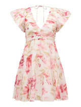 June Ruched V Neck Mini Dress Forever New