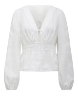 Carmine Crochet Trim Linen Blouse Forever New