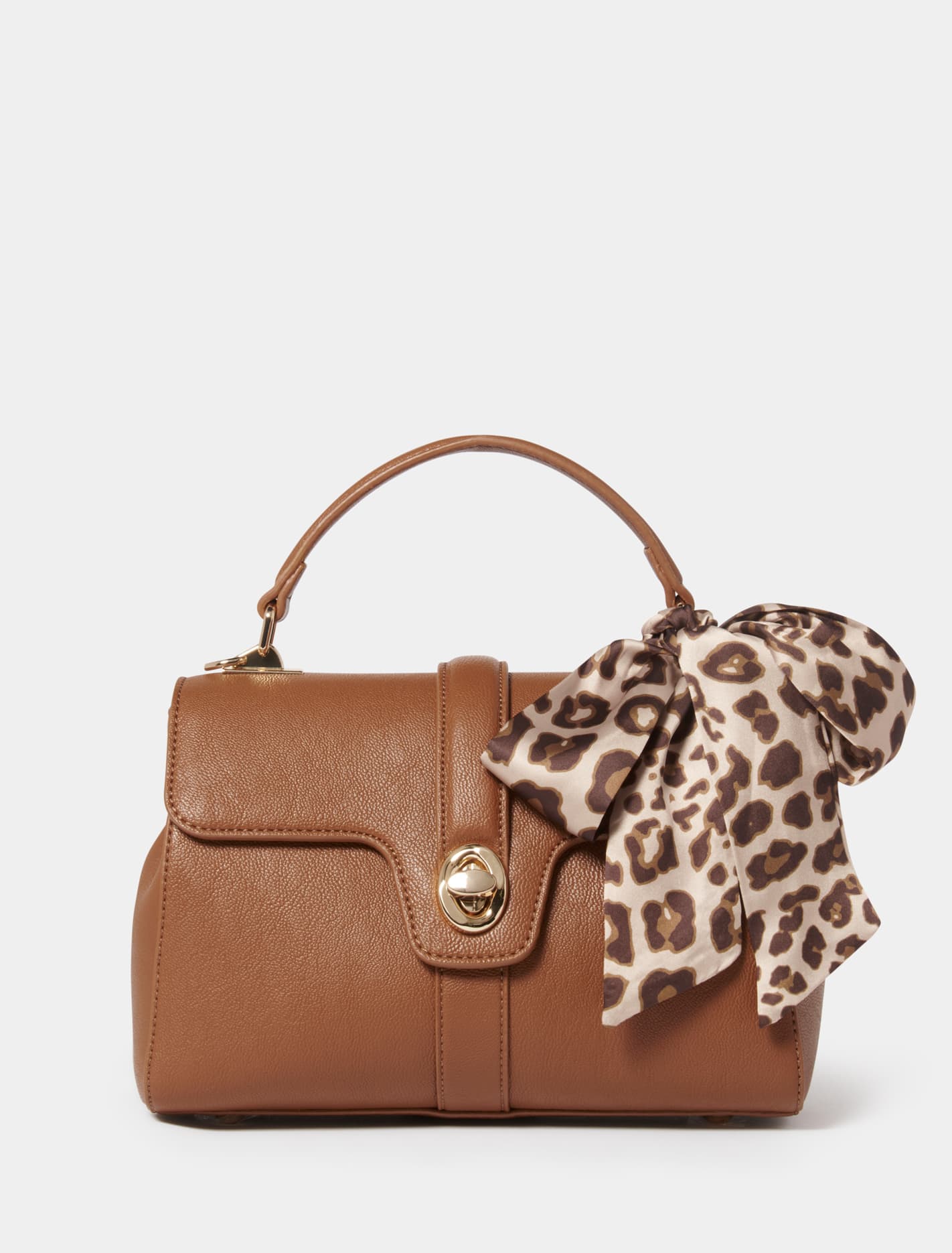 ●ONE BRILLIANT● AubreeOB510Leopard Aubree-OB510-Leopard Aubree Lock Top Handle Bag Tan/Leopard | Forever New