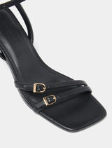 Ines Asymmetrical Strapping Detail Sandal Heel Forever New