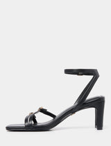 Ines Asymmetrical Strapping Detail Sandal Heel Forever New