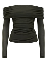 Kaia Ruched Mesh Bardot Top Forever New