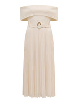 Capri Bardot Pleat Hem Midi Dress Forever New