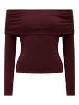 Kyla Long Sleeve Wool Blend Bardot Top Forever New
