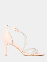 Claire Cross Over Diamante Evening Heel Sandal Nude Forever New