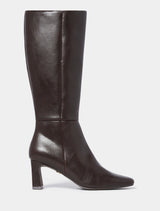 Tatum Shaped Heel Knee Boot Chocolate Brown Forever New