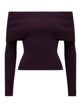 Billie Fold Over Knitted Bardot Sweater Forever New