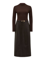 Brooklyn PU A Line Midi Dress