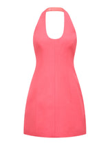 Esther U-Neck Halter Linen Mini Dress