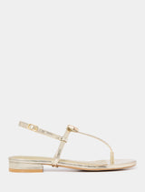 Fiona Hammered Trim Flat Sandal Gold Forever New