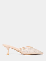 Danica Diamante Mesh Mule Heel Blush Forever New
