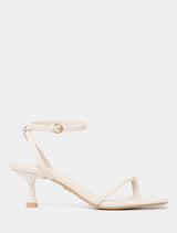 Tatiana Toe Loop Trim Strappy Sandal Heel Ivory Forever New