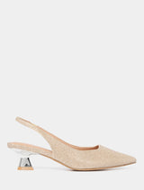 Sage Shaped Heel Dorsay Slingback Gold Forever New