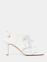 Odette Flower Trim Sandal Heel White Forever New