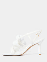 Odette Flower Trim Sandal Heel Forever New