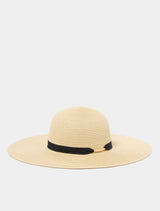 Wendy Wide Brim Gold Detail Hat 0 Natural Forever New