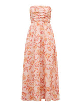 Matisse Ruched Strapless Linen Midi Dress Forever New