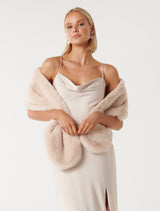 Laura Faux Fur Wrap 0 Blush Forever New