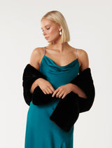 Sophia Faux Fur Wrap 0 Black Forever New