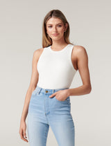 Remi Rib Racer Tank Top White Forever New
