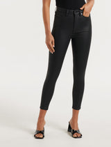 Bella Cropped High-Rise Sculpting Jeans Coated Black Forever New