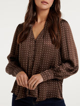 Ree Satin Neck Tie Blouse Forever New