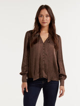 Ree Satin Neck Tie Blouse Acland Spot Forever New