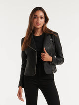 Heidi Petite Pu Biker Jacket Forever New