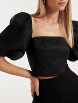 Briar Puff Sleeve Linen Top Forever New