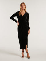 Julianne Wrap Velvet Midi Dress Forever New