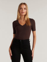 Clio V Neck Half Sleeve T-Shirt Forever New