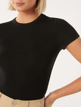 Abigail Wide Rib Neck T-Shirt Forever New