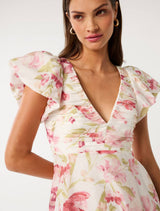 June Ruched V Neck Mini Dress Forever New