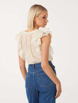 Roma Ruffle Button Through Blouse Forever New