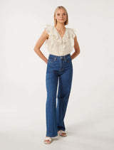 Roma Ruffle Button Through Blouse Forever New