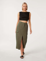 Ronnie Linen Cargo Midi Skirt Forever New