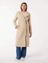 Polly Wrap Coat Warm Oatmeal Forever New