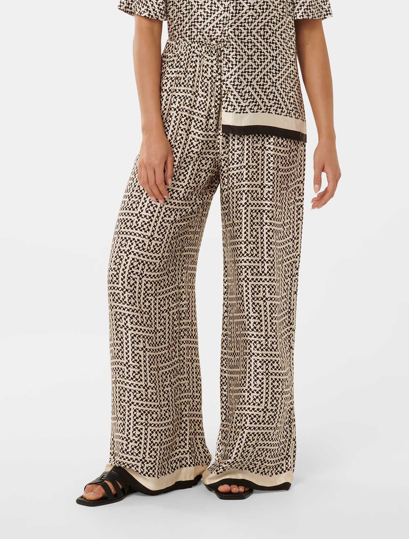 Serena Satin Pants Black Alder Geo Co-Ord | Forever New